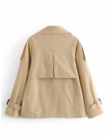 Turn Down Collar Solid Color Trench Coat