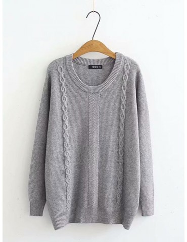 Casual Twisted Crew Neck Sweater for Women