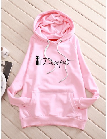 Cartoon Printed Hooded Casual Women Hoodies