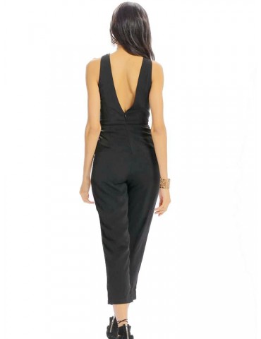 Women Casual Halter Collar Backless Hollow High Waist Jumpsuit