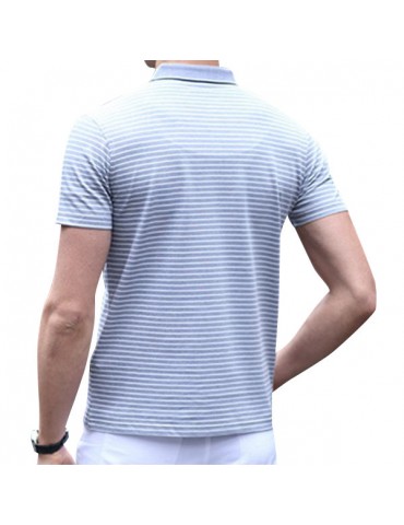 80% Cotton Striped Short Sleeve Casual Golf Shirt for Men