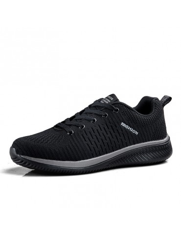 Men Knitted Fabric Comfy Lace Up Sport Running Sneakers