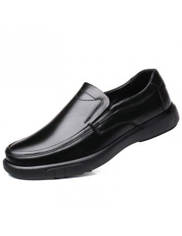 Men Genuine Leather Slip Resistant Slip On Soft Sole Casual Shoes