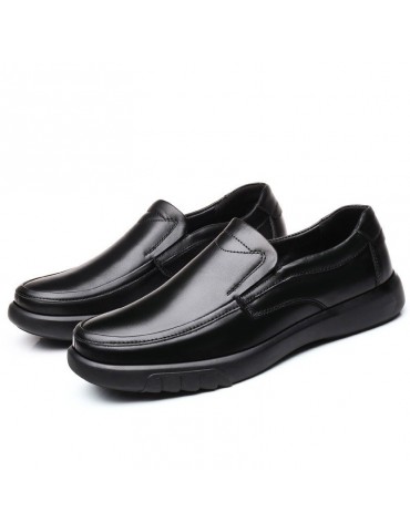 Men Genuine Leather Slip Resistant Slip On Soft Sole Casual Shoes