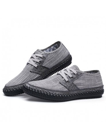 Big Size Men's Canvas Splicing Stitching Soft Sole Lace Up Casual Shoes