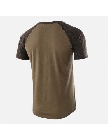 Men's Casual O-Neck Contrast Colour Bottom Short Sleeve T-shirt