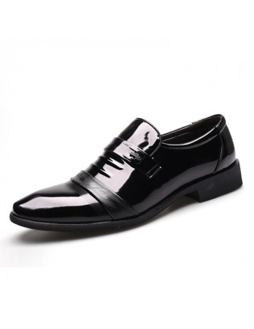 Men Pure Color Splicing Slip On Casual Business Formal Shoes