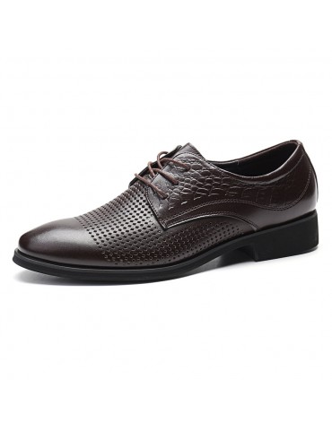 Men Hollow Out Cap Toe Pure Color Comfy Lace Up Formal Dress Shoes