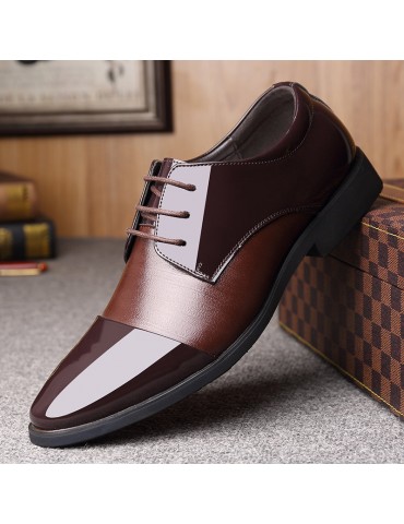 Men Classic Pointed Toe Color Blocking Business Formal Dress Shoes