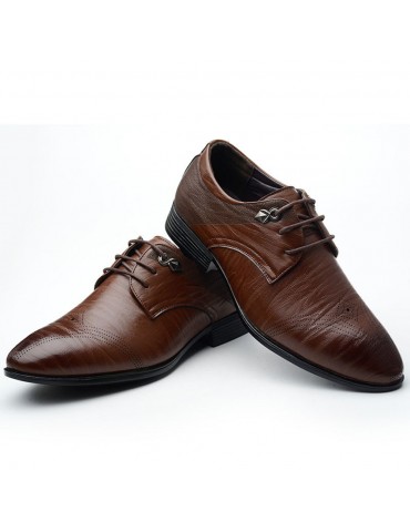 Men Carved Leather Slip Resistant Brogue Business Casual Formal Shoes