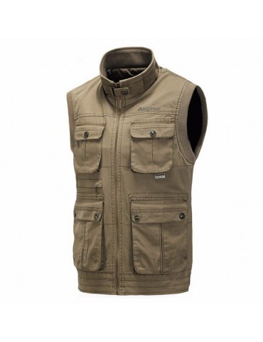 Fall Winter Outdoor Cotton Vest Casual Multi-pocket Fishing Waistcoat