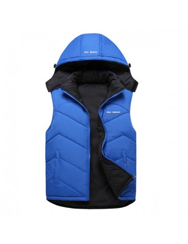 Outdoor Down Padded Reversible Detachable Hooded Sport Coat Vest for Men