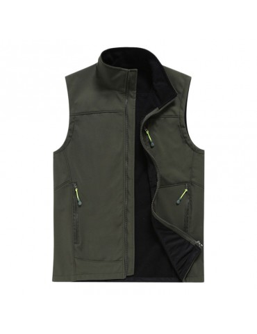 Mens Outdoor Fleece Lining Warm Waterproof Windproof Soft Shell Casual Vest