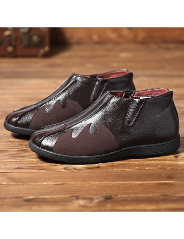 Men Microfiber Leather Slip Resistant Slip On Casual Boots