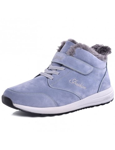 Men Hook Loop  Wool Fleece Fur Lining Hook Loop Ankle Boots