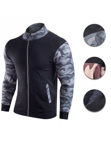 Fashion Military Camo Printing Outdoor Running Sport Patchwork Casual Jackets for Men