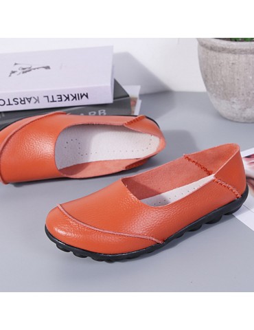 Large Size Cow Leather Soft Flats