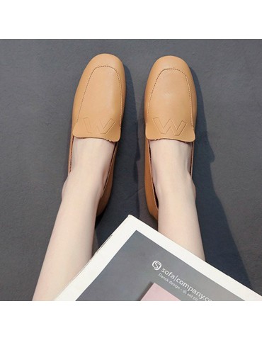 Women Daily Casual Square Toe Slip On Flat Loafers