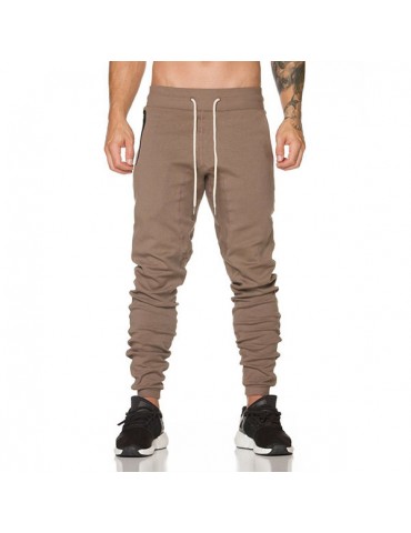 Mens Breathable Elastic Waist Drawstring Slim Fit Joggers Casual Sport Pants