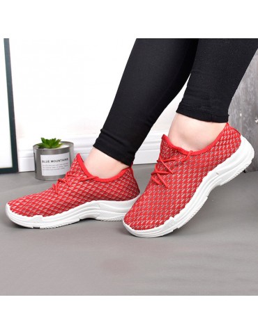 Women Breathable Mesh Lace Up Walking Sport Casual Shoes