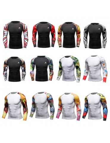 Mens Traning Sportwear 12 Styles Elastic Quick-drying Fitness Tights Long Sleeve T-shirt