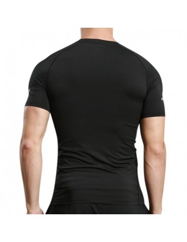 Mens Fitness O-neck Short Sleeve Skinny T-shirts Elastic Quick-drying Breathable Jogging Tops