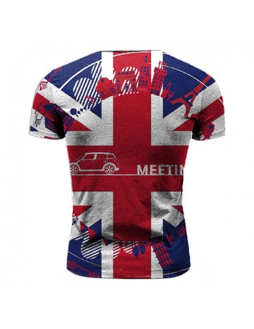 Mens Quick-drying Sport Tops British Flag Printing O-neck Short Sleeve Casual T-shirt