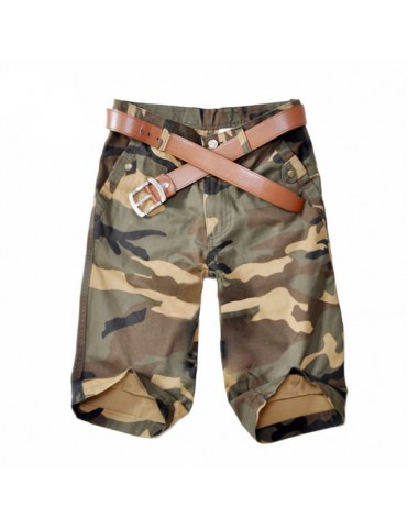 Mens Summer 100%Cotton Breathable Camouflage Knee Length Casual Shorts