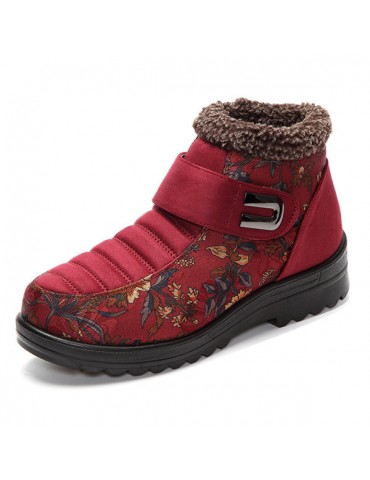 Flower Hook Loop Metal Ankle Warm Retro Platform Boots