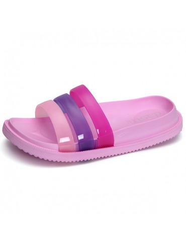 Jelly Colorful Rainbow Portable Slip On Flat Slippers