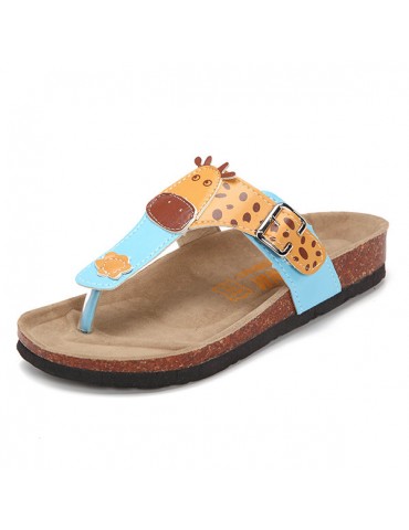 Animal Printing Clip Toe Buckle Flip Flops Slippers