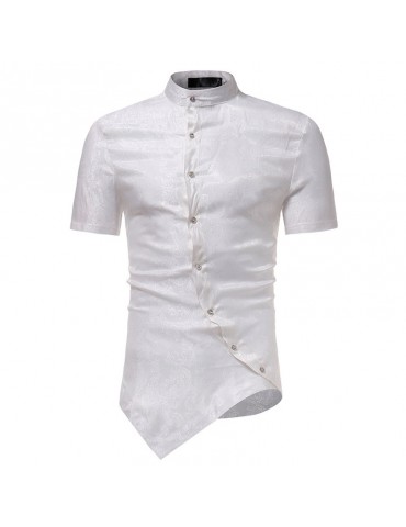 Pritning Oblique Buttons Irregular Designer Shirts for Men