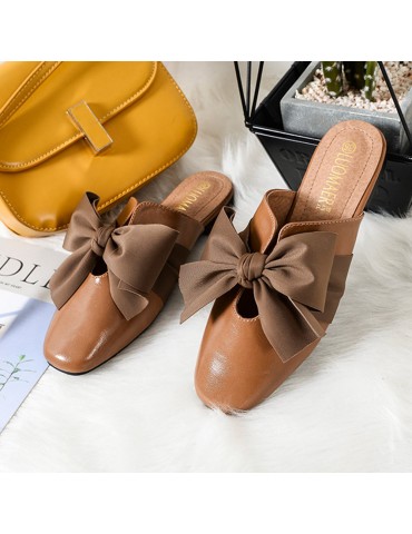 Bowknot Round Toe Mules