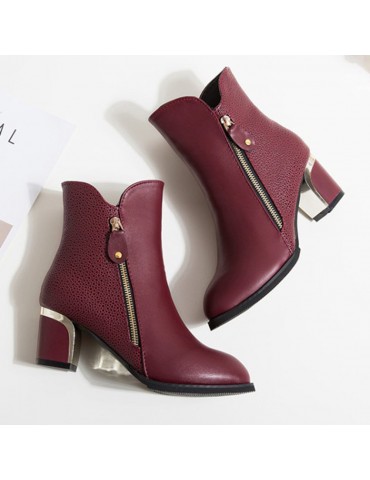 Luxury Veins Zipper Ankle Boots