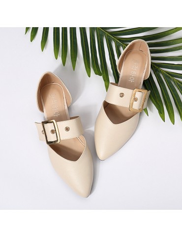 Pointed Toe Buckle Strap Flats