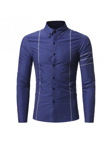 Stylish Stitching Solid Color Slim Fit Designer Long Sleeve Shirts For Men