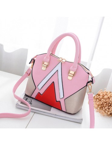 Women Patchwork Handbag PU Leather Crossbody Bag