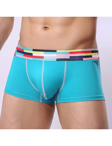 Sexy Cotton Breathable U Convex Patchwork Boxer Underwear for Men