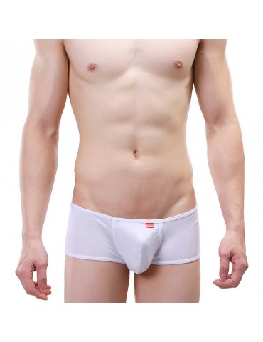 White Cotton U Convex Pouch Low Waist Boxers for Men