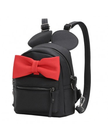 Women Cute Shape Contrast Bow Tie Embellished Backpack Multi-function Crossbody Bag