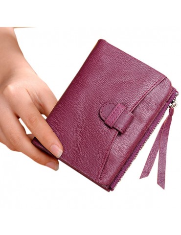 Women Genuine Leather Durable Business Wallet Portable Purse