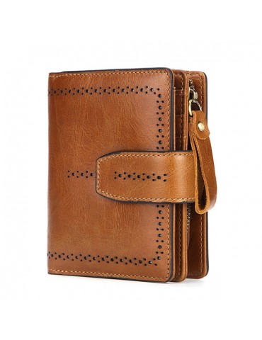 Women RFID Genuine Leather Wallet Multi-slots Card Holder Coin Bag