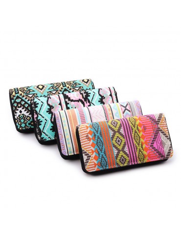 Women Canvas Bohemian Long Wallet National Phone Purse