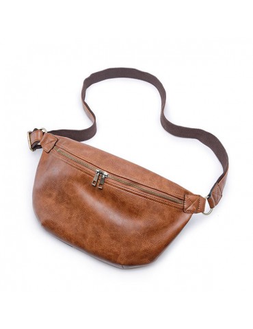 Vintage PU Leather Casual Sling Bag Waist Bag Crossbody Bag For Men