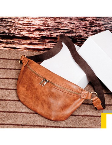 Vintage PU Leather Casual Sling Bag Waist Bag Crossbody Bag For Men