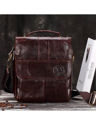 Men Genuine Leather Retro Messenger Bag Casual Shoulder Bag