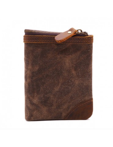 Canvas Vintage Wallet Bifold 8 Card Slot Coin Purse For Men