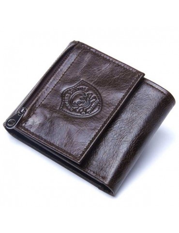 Vintage Genuine Leather Cowboy Trifold Wallet For Men