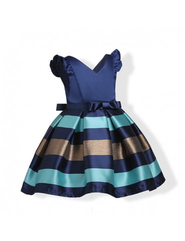 Striped Toddler Girls Kids Princess Party Dresses Formal Dress Ball Gown For 3Y-10Y