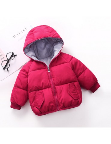 Soft Hooded Zipper Winter Cotton Coats For Boys Girls 1Y-9Y